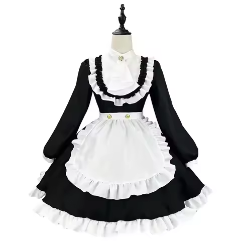 3 Colors Lolita Luxurious Long Sleeve Maid Dress Costumes Cosplay Maid Dress Suit For Waitress Maid 