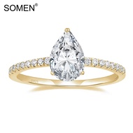SOMEN 2CT 925 Sterling Silver CZ Wedding Promise Rings Gold Stunning Teardrop Wedding Bands Pear Cut
