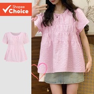 Lovito Women's Cute Casual Spring/Summer Light Pink Blouse LK3AD013  Lovito Blouse Wanita Comel Sant