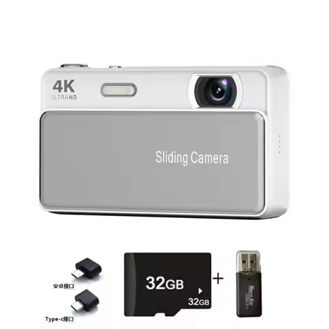 ​ Slide Cover Digital Camera CCD Campus 4K HD Photo Video All in One Student Card Device Portable Ph