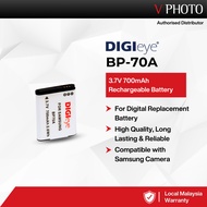 DIGIEYE BP-70A BATTERY 3.7V 700mAh RECHARGEABLE CAMERA BATTERY FOR SAMSUNG