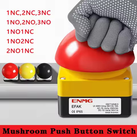 1/5/10 Pcs EFAK Mushroom Push Button Switch IP67 Watproof AC/DC Emergency Stop Self Reset Foot Pedal