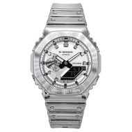 Casio G-Shock G-Steel Fine Metallic Tough Silicone Strap Grey Dial Quartz GM-2100YM-8A 200M Mens Wat