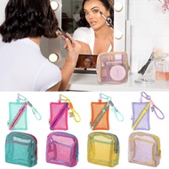 PEONY1 Mesh Cosmetic Bag, Large Capacity Candy Color Storage Bag, Dopamine Color Toiletry Make Up
