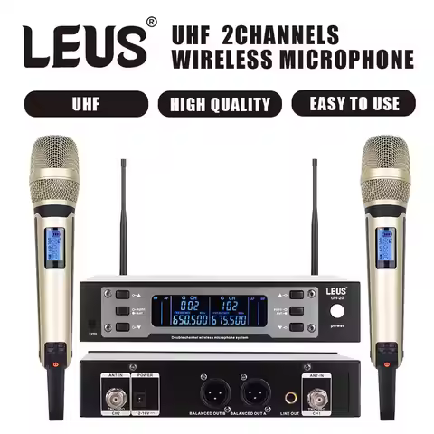 LEUS UH-20 UHF EW135G4 SKM9000 High Quality Metal Dual Channels Wireless Microphone Karaoke Stage Pe