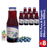 【PomeFresh】Bilberry Juice 1000mLX8 Bottles | 100% PURE ORGANIC | NEVER FROM CONCENTRATE