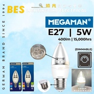 Megaman E14/E27 5Watt LED candle Bulb,Good Quality,High Brightness,1 Year Warranty