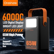 Orashare OL60APro 60000mAh 65W Super Fast Charging Powerbank PD QC3.0 Dual Type-C + USB Output with 