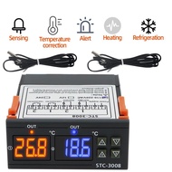 STC-3008 Digital Temperature Controller AC 110V 220V DC 12V 24V Dual Hygrometer Heating Cooling Two Relay Output AC Relay 40%off