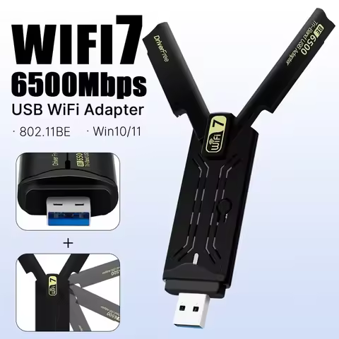 WiFi 7 USB WiFi Card BE6500 6500Mbps USB3.0 802.11BE WiFi Dongle 2.4G/5G/6GHz Network Card For Win10