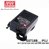MEAN WELL GST18B07-P1J Power Adapter GST18B09/B12/B24/B48-P1J 7.5V 9V 12V 24V 48V Ready Stock