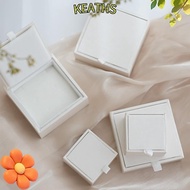 KEATHS Jewelry Packaging Box, Display Organizer White/Pink Jewelry Box, Elegant Satin Earring Organi