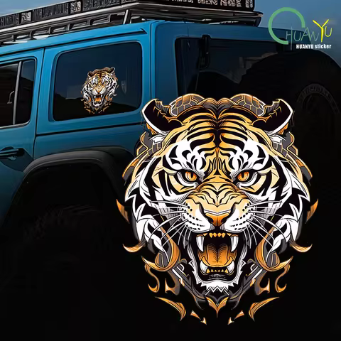 Tiger Head Car Sticker; Automobile Body Scratch Covering Sticker; Electric Scooter Battery; Motorcyc