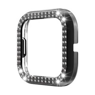 全城熱賣 - 適用於Fitbit versa 2代 PC雙排鑲鑽半包保護殼（黑色）