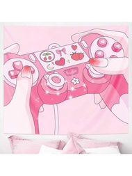 1片粉色遊戲機檯布,現代簡約風格桃絨面料家居裝飾掛毯,適用於客廳、臥室和宿舍裝飾,適用於遊戲愛好者