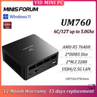 MINISFOURM MINI PC UM760 Slim AMD Ryzen 5 7640HS DDR5 SSD 2*M.2 2280 Windows 11 Pro Desktop Gaming P