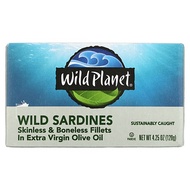 Wild Planet, Wild Sardines Skinless & Boneless Fillets in Extra Virgin Olive Oil, 4.25 oz (120 g)