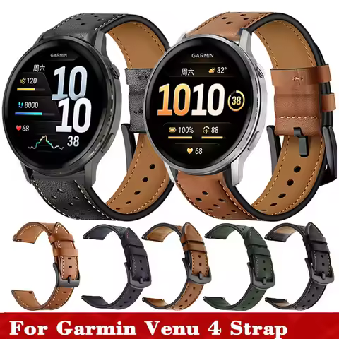Leather Band For Garmin Venu 4 45mm/Venu 2 3 Bracelet Strap 20mm 22mm For Garmin Forerunner 55 158 2