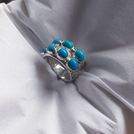 Batu Natural Pirus Turquoise Asli Persia Ring Custom Pesanan