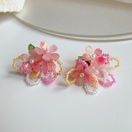 Hand Beaded Colorful Begonia Blossoming Earrings