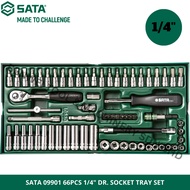 SATA 09901 66PCS 1/4" DR. SOCKET TRAY SET / SUPER JUNIOR TOOLS SET / RATCHET AND SOCKET BOX SET / AL