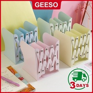GEESO Book Stand Expandable Stainless Steel Bookend Book Holder Adjustable Bookshelf Desk Table Book