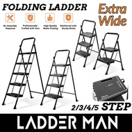 2/3/4/5 Step Extra Wide Anti Slip Foldable Ladder Lightweight Folding Step Stool Sturdy Steel Ladder