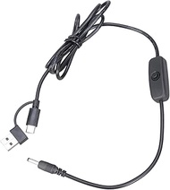 USB Type C to DC3.5x1.35mm Power Cord with On/Off Switch, 5V Charging Cable for LED Strips Desk Lamp