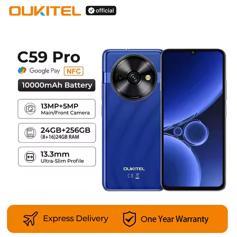 Oukitel C59 PRO smartphone 10000mAh Battery 24GB+256GB 6.88"HD 90Hz Android 15 13.3nm 36mm Powerful 