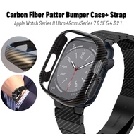 For iWatch 8 Ultra 49mm Carbon Fiber Strap +Bumper Case for iWatch 7 SE 6 5 Band 45mm Super Lightweight Carbon Fiber Composite Strap +PC Bumper Case for iWatch 44mm 41mm 40mm