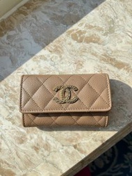 Chanel  caramel card holder snappy 卡其色荔枝皮卡包