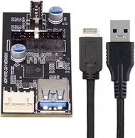 CY Card Type-E or 19/20Pin Header to USB 3.0 20Pin & Type-E Dual Ports Female PCBA Type Adapter Spli
