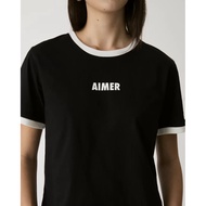 new in pack AIMER classic ribbed contrast t-shirt Black-White size xs/s