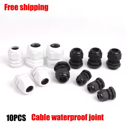 Waterproof Cable Gland 10pcs Cable entry IP68 PG7 for 3-6.5mm PG9 PG11 PG13.5 PG16 PG19/21/ White Bl