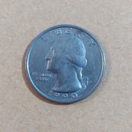 Koin Amerika Tahun 1990 . Liberty. Quarter Dollar.