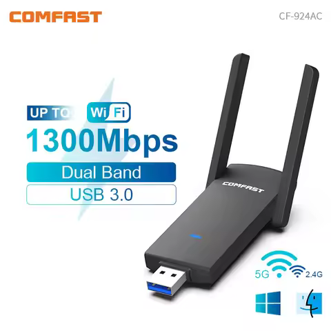 2 in 1 USB 3.0 Adaptador WiFi Bluetooth Adapter 1300Mbps Antena Para PC 2.4/5Ghz Network card Receiv