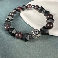 紅伊丁隕石 黑瑪瑙天然水晶手鍊/避邪擋災減少焦慮排除負能量