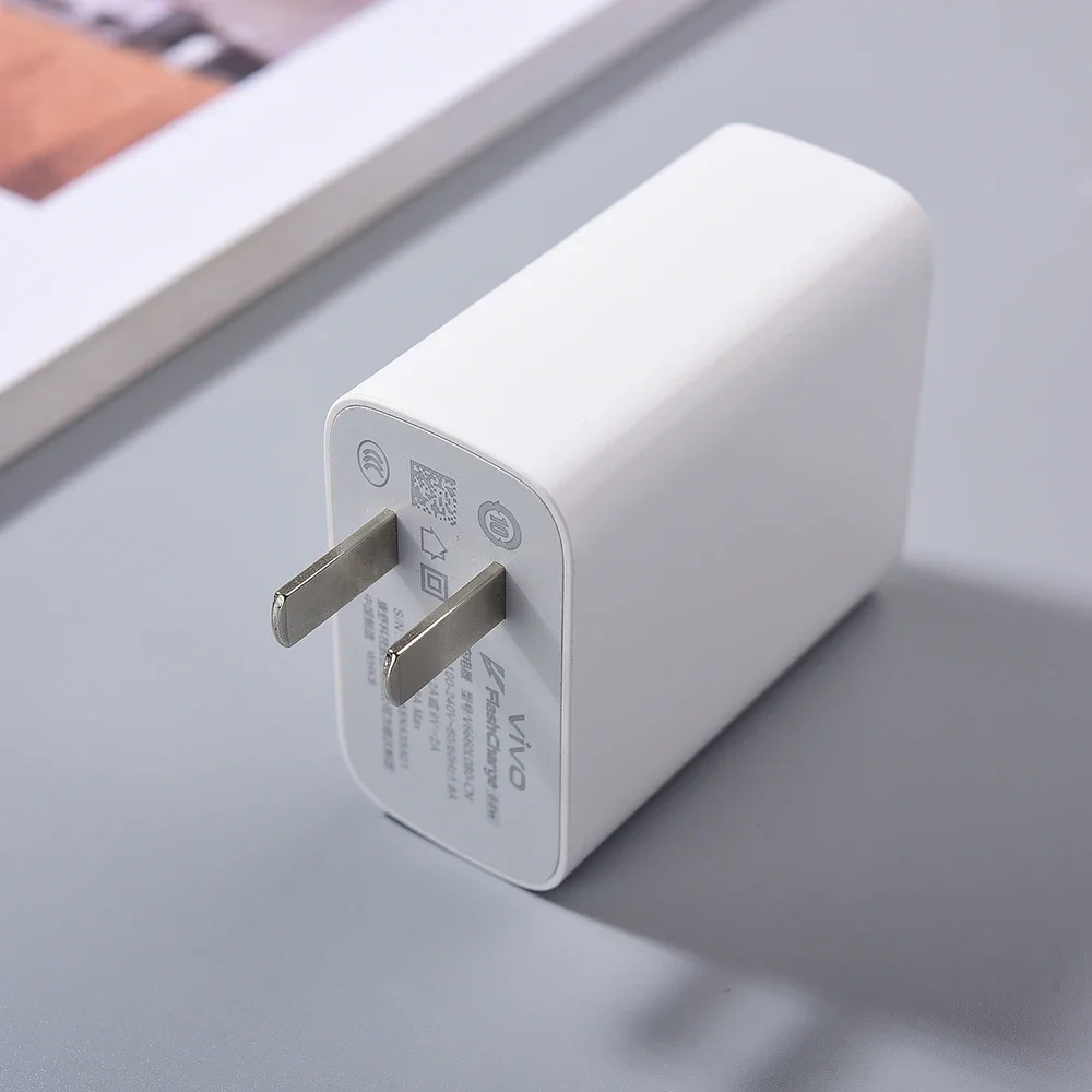 For Vivo 66W Fast Charger FlashCharge 2.0 Adapter with Type C Cable for VIVO X80 X70 X60 S18e S17e S