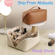 Pillow Makeup Bag Soft PU Leather Portable Cosmetic Bag Double Layer Large Capacity Travel Toiletrie