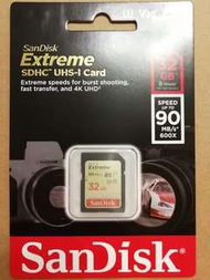 SanDisk 32GB SDHC Card Extreme 90MB/s SDHC UHS-I U3 V30 Class 10 Flash Memory 記憶卡 全新