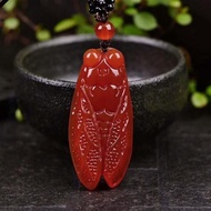 Natural Red Agate Know Pendant Natural Jade Chalcedony Make a Great Coup Pendant Jade Cicada Pendant