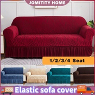 1/2/4 Seat Elastic Skirt Sofa Cover Anti-Slip Living Room L Shape Sofa Protector Thickened Jacquard