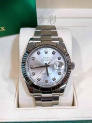 👑[現貨]🔥🔥Rolex Datejust 勞力士日誌系列 116334 銀面鑽 18K白金牙圈 41mm表徑 自動機械  淨表 rolex submariner/rolex daytona/role