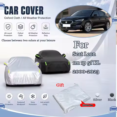For Seat Leon 1m 1p 5f KL 2000-2023 All Weather Oxford Car Cover Uv Snow Dustproof Reflective Strip 