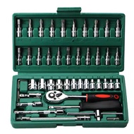 46pcs Complete Socket Wrench Tool Kit for Auto Repairing and Household DIY Projects with Ratchet Scr