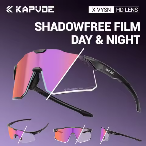 KAPVOE Photochromic Shadowless Cycling Glasses Men Women Bike MTB Bicycle Sunglasses Outdoor Sports 