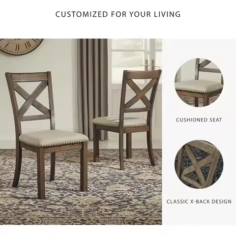 Moriville Modern Farmhouse 19" Upholstered Dining Room Chair, 2 Count