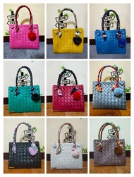 Plastic bayong bag - Size W12xL25xH23 cm Small - With twilly and furball(seller choice)