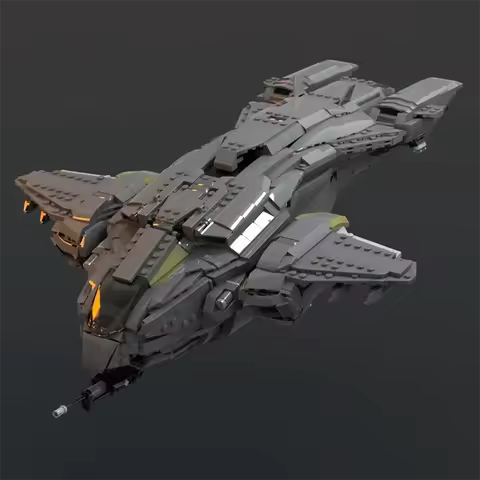1884PCS Famous game Movie Halo Series MOC D77-TC Pelican Dropship model DIY creative ideas ChildToy 