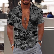 Men Hawaiian Flower Shirt, Dazn 3d Printed Shirt, Short-Sleeved Beach Street Clothing, Fashion Top, 